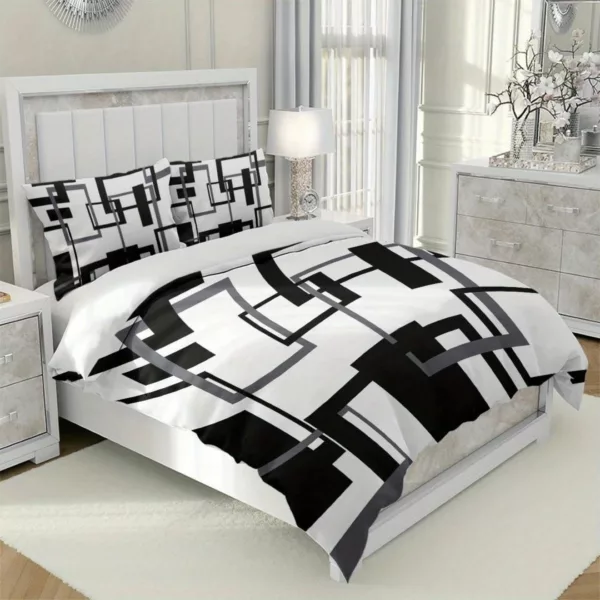 Parure de lit noir et blanc graphique – Image 7