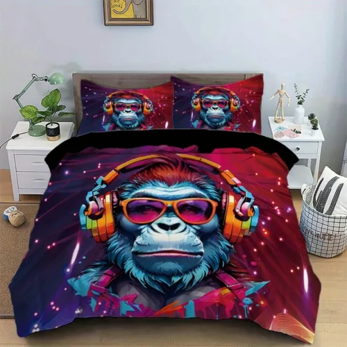 Parure de lit singe DJ futuriste