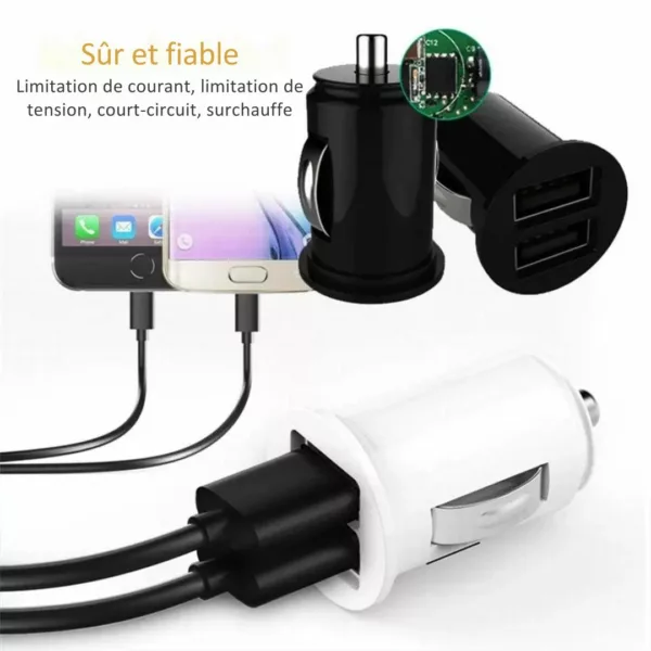 Adaptateur allume cigare double port usb voiture – Image 3