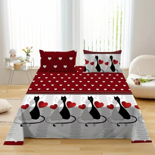Parure de lit chats amoureux graphiques