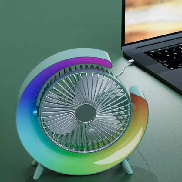 Ventilateur led coloré portatif ambiance jardin – Image 3