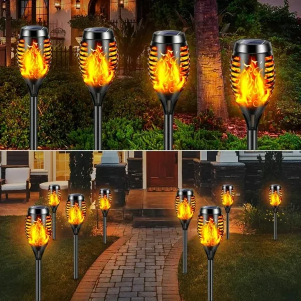 Lampe torche effet flamme led solaire – Image 6