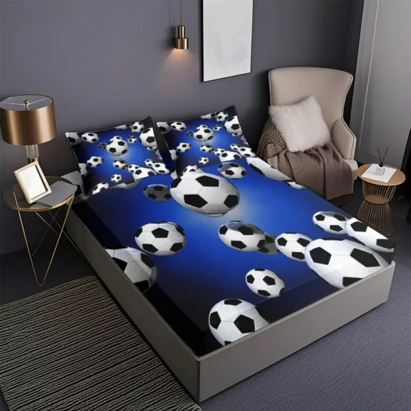 Parure de lit ballons de foot 3D – Image 4
