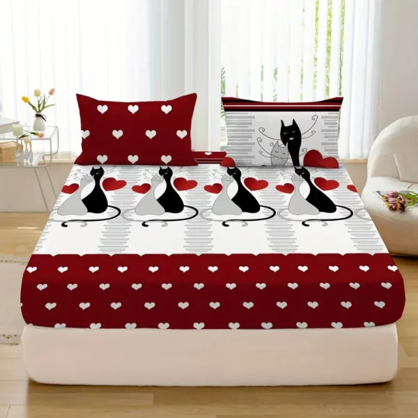 Parure de lit chats amoureux graphiques – Image 2