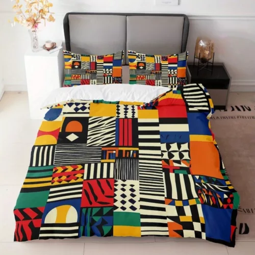 Parure de lit patchwork géométrique pop