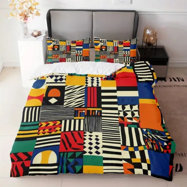 Parure de lit patchwork géométrique pop