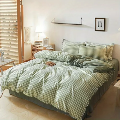 Parure de lit vichy style campagne