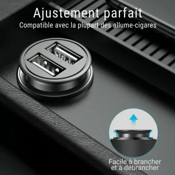 Adaptateur allume cigare double port usb voiture – Image 2