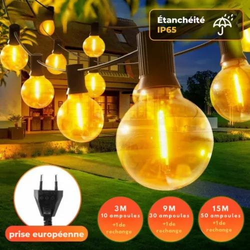 Guirlande ampoules géantes extérieur ambiance festive