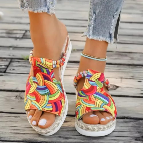 Sandales compensées été style bohème