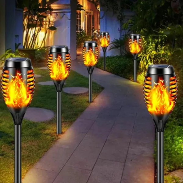 Lampe torche effet flamme led solaire – Image 4