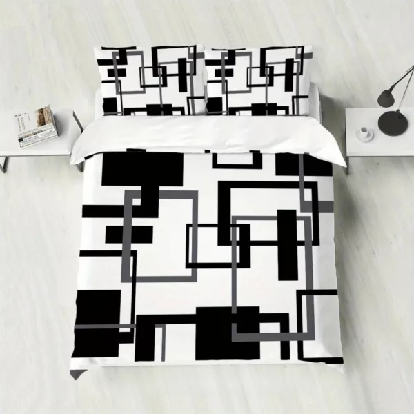 Parure de lit noir et blanc graphique – Image 2