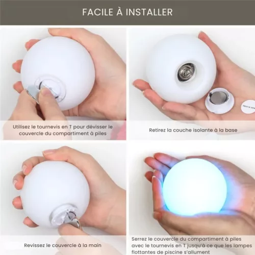 Ballon led étanche rechargeable pour soirée – Ambiance lumineuse magique en extérieur – Idéal piscine, jardin, fête