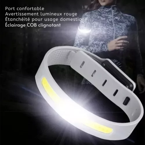 Bracelet lumineux réglable avec batterie rechargeable – Sécurité maximale la nuit pour courir, marcher ou faire du vélo