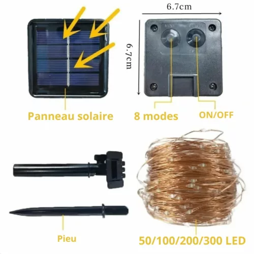 Guirlande solaire led blanc chaud extérieur – Ambiance chaleureuse sans électricité, idéale jardin et terrasse