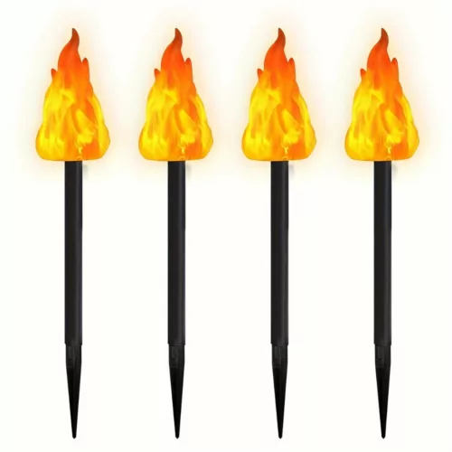 Lampe solaire led effet feu extérieur – Ambiance flamme chaleureuse sans fil – Idéal jardin, terrasse, allées