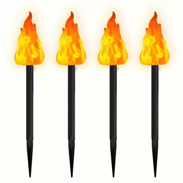 Lampe solaire led effet feu extérieur – Ambiance flamme chaleureuse sans fil – Idéal jardin, terrasse, allées