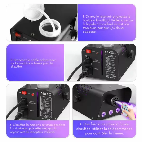 Machine à fumée compacte batterie rechargeable – Effet spectaculaire instantané sans câble, idéale pour fêtes et événements