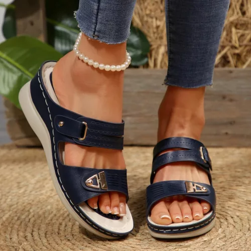 Mules compensées femme confort réglable – Talon stable et maintien optimal pour marcher sans douleur