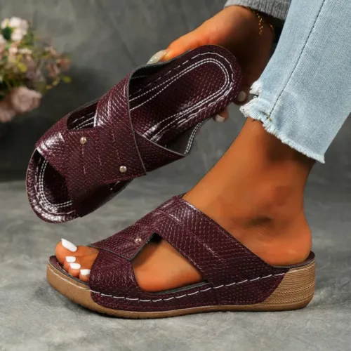 Mules compensées femme croisé effet cuir – confort élégant pour silhouette affinée – talon stable ultra féminin