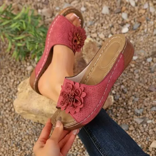 Mules compensées femme fleur confort – élégance estivale et maintien optimal pour marche longue durée