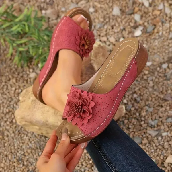 Mules compensées femme fleur confort – élégance estivale et maintien optimal pour marche longue durée