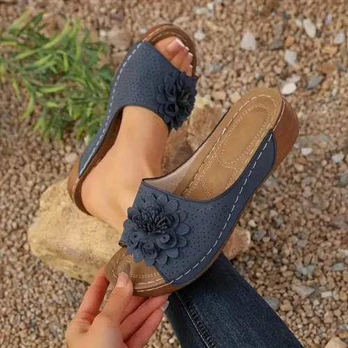 Mules compensées femme fleur confort – élégance estivale et maintien optimal pour marche longue durée