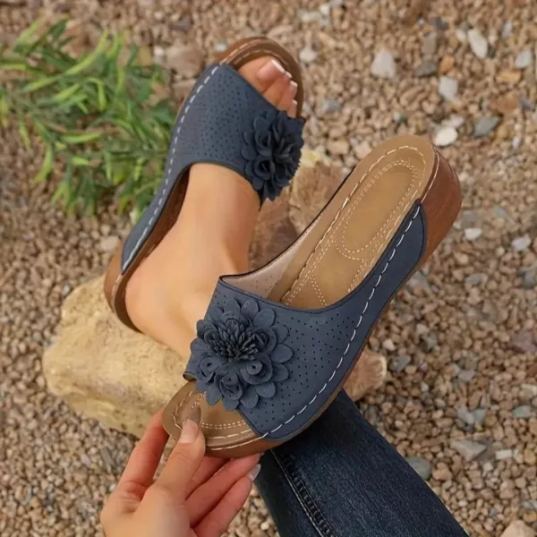 Mules compensées femme fleur confort – élégance estivale et maintien optimal pour marche longue durée