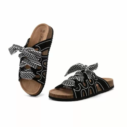 Mules femme bohème nœud confort – style chic d'été & semelle souple pour un confort optimal