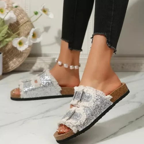 Mules femme paillettes tendance été – Confort chic et brillance pour des journées ensoleillées stylées