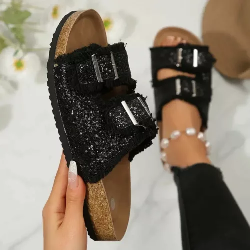Mules femme paillettes tendance été – Confort chic et brillance pour des journées ensoleillées stylées