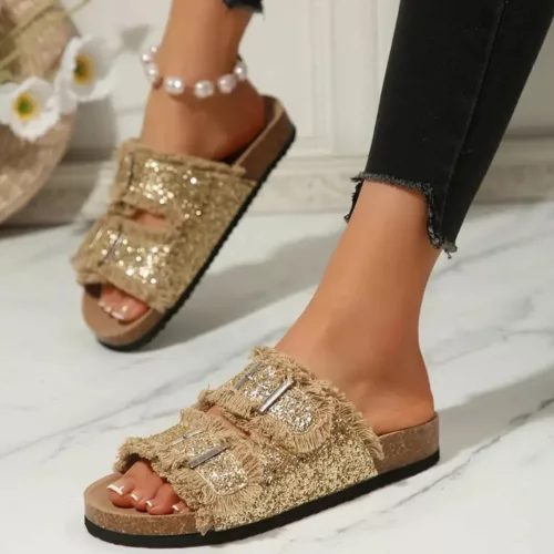 Mules femme paillettes tendance été – Confort chic et brillance pour des journées ensoleillées stylées