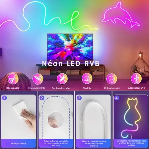 Néon flexible usb extérieur pour décoration festive – Ambiance lumineuse instantanée pour soirées, jardin et fêtes en plein air