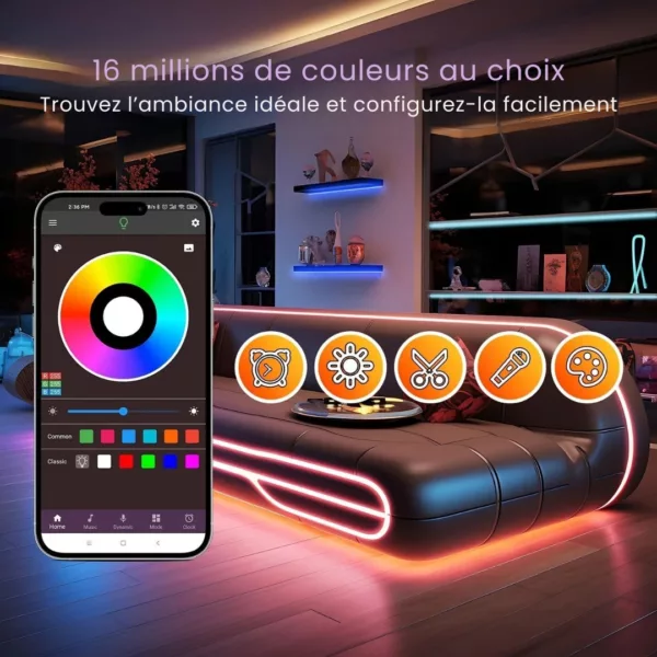 Néon lumineux mural rechargeable sans fil – Ambiance unique instantanée, installation facile sans perçage – Idéal déco moderne