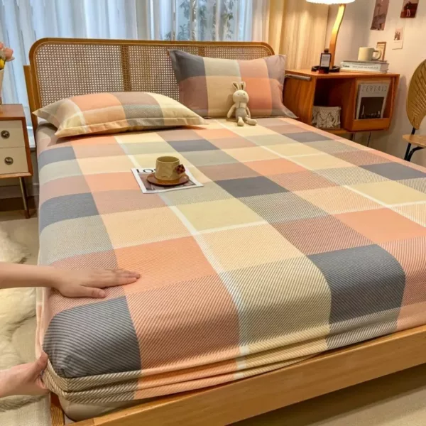 Parure de lit à carreaux rétro doux
