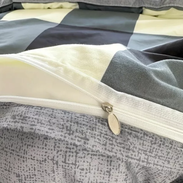 Parure de lit à grands carreaux modernes – Style contemporain et confort doux pour une chambre tendance