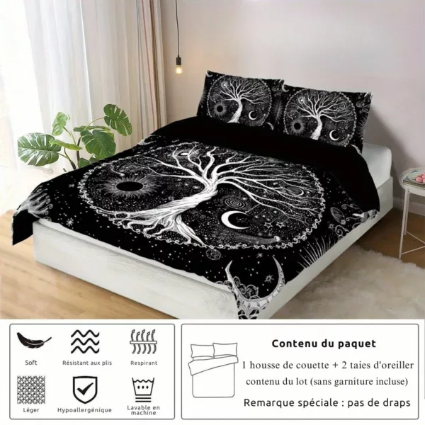 Parure de lit arbre de vie mystique – Ambiance zen et spirituelle pour des nuits paisibles et réparatrices