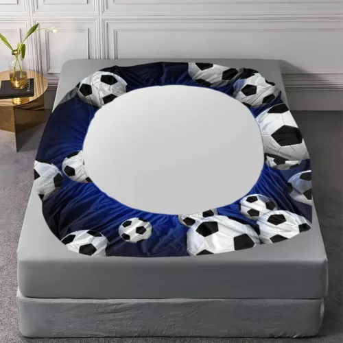 Parure de lit enfant 3D thème football avec ballons réalistes et tissu ultra doux