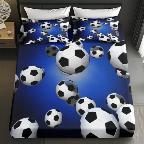 Parure de lit enfant football en tissu doux avec motifs 3D ballons réalistes