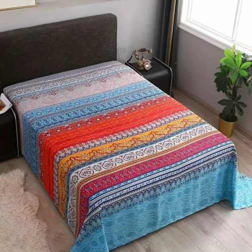 Parure de lit bohème rayures orientales – Ambiance chaleureuse et exotique pour un sommeil apaisant
