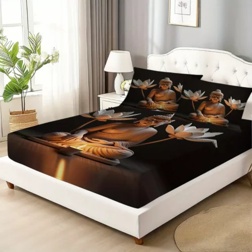 Parure de lit Bouddha lotus et sérénité – Ambiance zen et sommeil paisible pour des nuits réparatrices