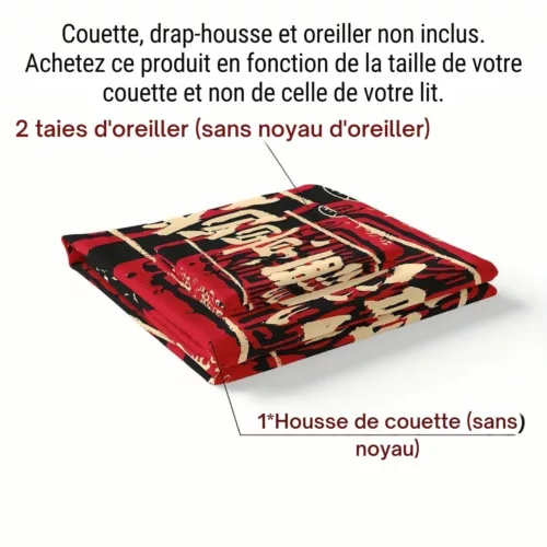 Parure de lit calligraphie asiatique porte-bonheur – Ambiance zen et paisible pour des nuits sereines