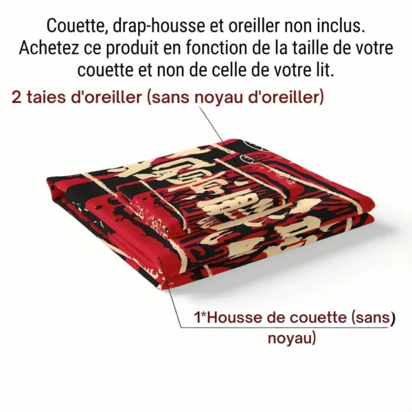 Parure de lit calligraphie asiatique porte-bonheur – Ambiance zen et paisible pour des nuits sereines