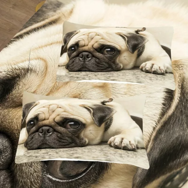 Parure de lit carlin regard attendrissant – Style unique pour les amoureux des chiens – Douceur et confort garantis