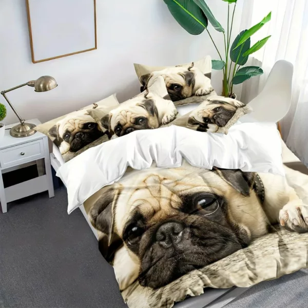 Parure de lit carlin regard attendrissant – Style unique pour les amoureux des chiens – Douceur et confort garantis