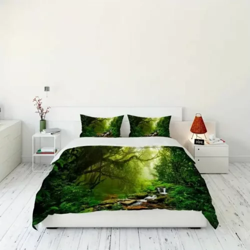 Parure de lit cascade forêt tropicale – Évasion exotique et sommeil apaisant – Décor naturel zen