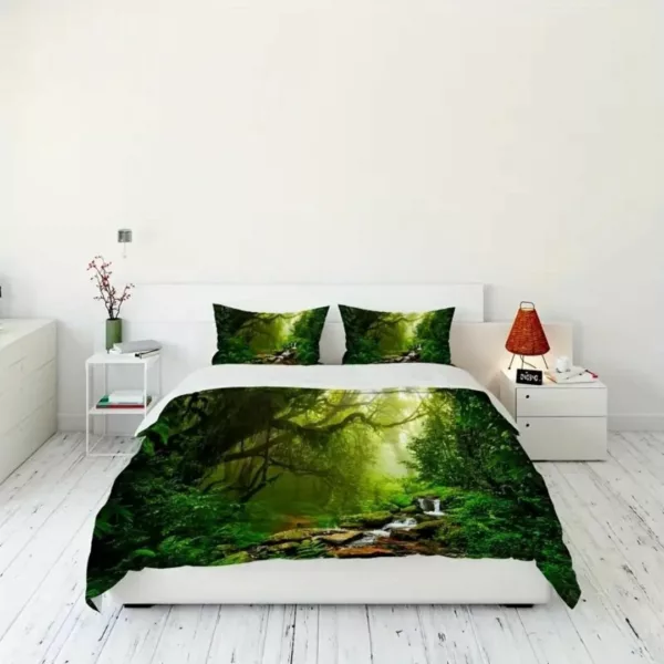 Parure de lit cascade forêt tropicale – Évasion exotique et sommeil apaisant – Décor naturel zen