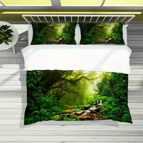 Parure de lit cascade forêt tropicale – Évasion exotique et sommeil apaisant – Décor naturel zen