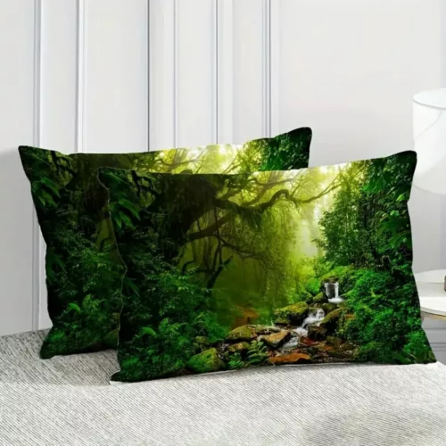 Parure de lit cascade forêt tropicale – Évasion exotique et sommeil apaisant – Décor naturel zen