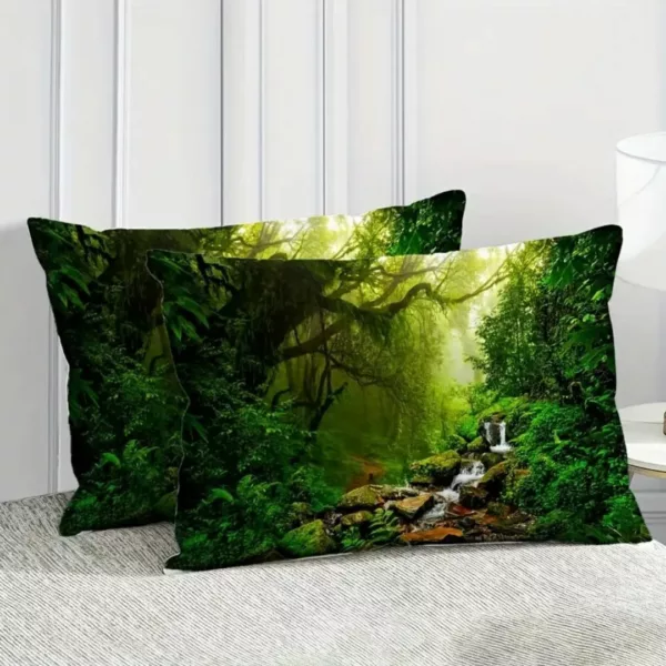 Parure de lit cascade forêt tropicale – Évasion exotique et sommeil apaisant – Décor naturel zen